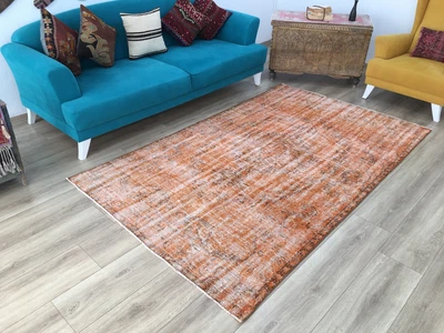 $280 • Buy Orange Floor Rug, Vintage Rug, Muted Rug, Turkish Rug, Outdoor Rug, Nursery Rug