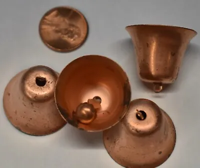 $4.29 • Buy VINTAGE 4 COPPER PLATED METAL BELLS WORKS • 1 Inch Tall
