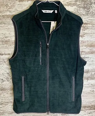 Peter Millar Micro Shearling Fleece Vest $198 Medium Balsam Green Crown Full Zip • $99.95