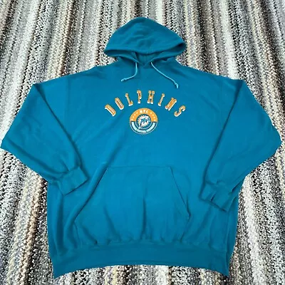 Vintage Miami Dolphins Hoodie Men XL Blue Sweatshirt Sweater NFL 90s Y2K Lee * • $37.91