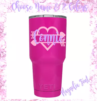 Monogram  Decal Vinyl Sticker For Tumblers Cups Heart Name & Initial  • $2.75