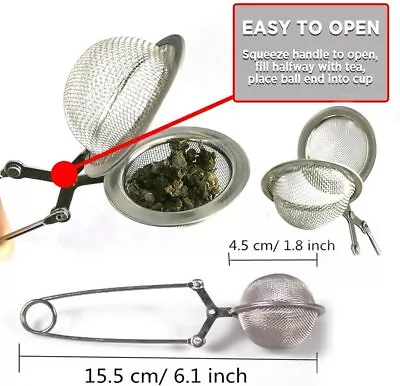 £2.89 • Buy Tea Infuser Strainer Stainless Steel Mesh Filter Herb Leafs Spice
