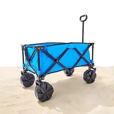 FOLDABLE WAGON ✱ BIG WHEELS ✱ Collapsible Beach Trolley Outdoor Garden Cart Kids • $99.98