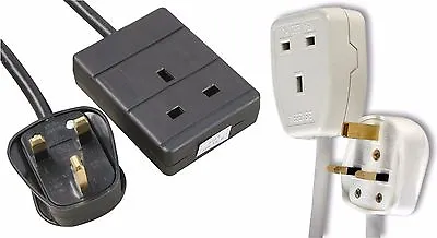 Single Mains Extension Cable 13amp 3 Pin UK Plug Trailing Socket Lead 50cm 20m  • £13.99