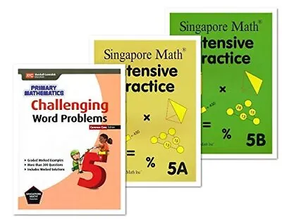 Singapore Math 3 Books Set For Grade 5 - Singapore Math Intensive Practice 5A... • $55.27