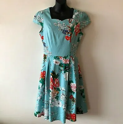 Zaful Fit & Flare Oriental Floral Dress Swing Party Pinup Women's S Small NWT • £23.15