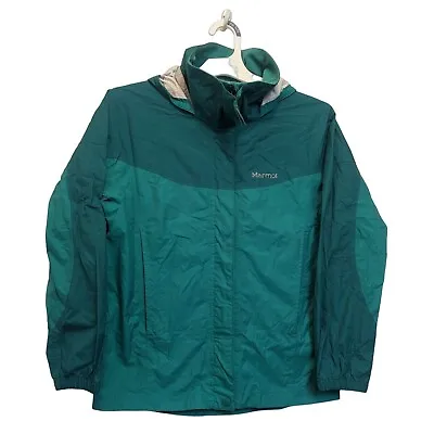 Marmot - PreCip Lightweight Waterproof Rain Jacket Green Youth Girls Large • $18.75