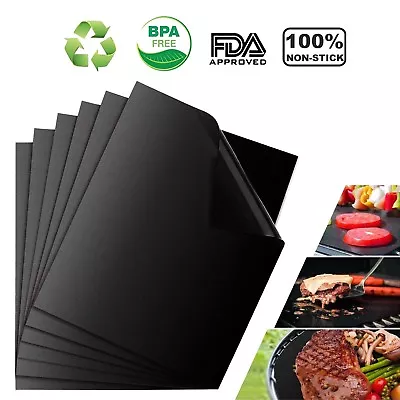 10-Pack BBQ Grill Mat Bake Non Stick Grilling Mats Barbecue Pad Teflon Fiber • $17.49