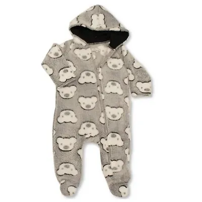 £7.95 • Buy Baby Fleece Romper Pram Suit Sleepsuit All In One Hooded 1Onesie Boys Girls Bear