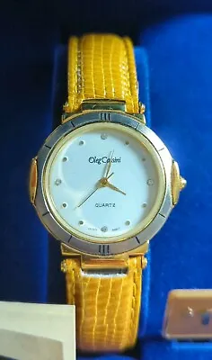 Vintage Oleg Cassini Quartz Watch Brown Leather Band • $25