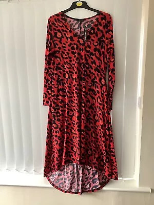 £7.99 • Buy Ladies 10 Jd Wiliams Red Black Pattern Pocket High/low Hemline Maxi Dress