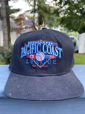 Vtg Pacific Coast League Snapback Hat Black Cap Baseball Minor League New Era • $29.99