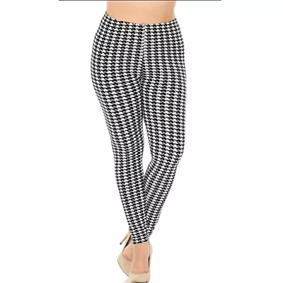 Women's High Waisted Houndstooth Print Plus Size Leggings Fits Sizes 14-22 • $9