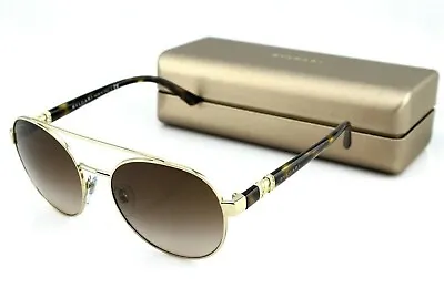 RARE New Genuine BVLGARI Gold Brown Round Metal Womens Sunglasses BV 6085B 27813 • $399.95