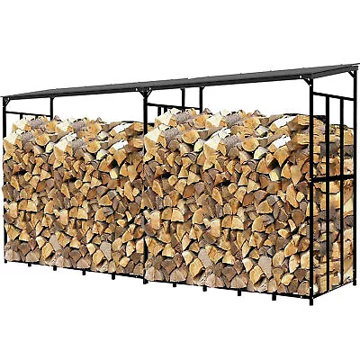 70  Outdoor Metal Log Store Stack Holder Wood Firewood Rack Garden Storage Shed • £119.94