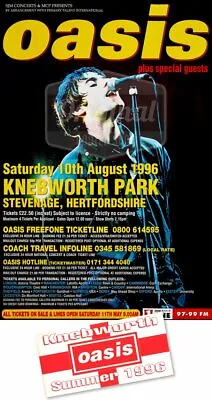 Oasis Poster - Original Knebworth 1996. Large 60 X40  Size Inc Free Sticker • £54.99