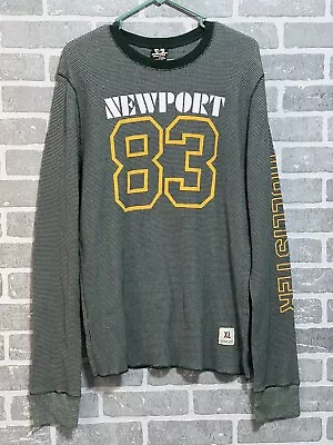 Hollister Mens XL Newport 83 Green Waffle Textured Long Sleeve Tee Shirt Preown • $10