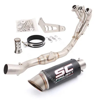 For Yamaha MT-09 2021 2022 2023 Exhaust System Exhaust Front Pipe Carbon Muffler • $328.49