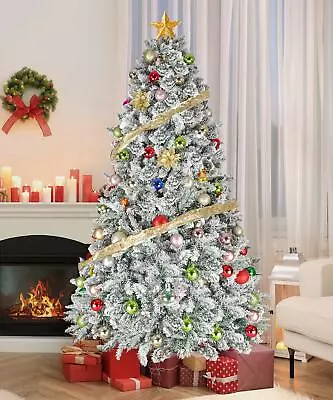 6.5ft Snow Flocked Christmas Tree With Berries Unlit Artificial Christmas Trees • $99.99