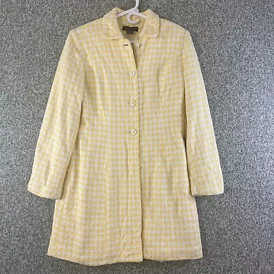 Donna Rae Jacket Women 10 Yellow Houndstooth 3/4 Length Jacket Classic Twee Glam • $34.99