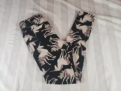 LulaRoe Vintage OS Actual White Unicorns Leggings Black HTF Unicorn Horses EUC • $26.62