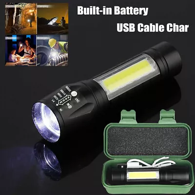 Mini LED Flashlight Small Torch USB Rechargeable Pocket Light Waterproof +Box • $6.79