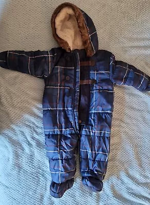 £5 • Buy 9-12 Month Boys Snowsuit. New Without Tags. Blue Tartan Pattern From Nutmeg