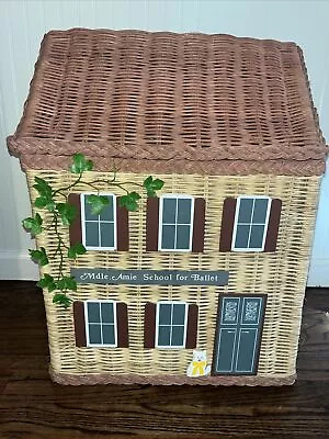 Hamper Toy Storage House Madeline WOVEN WICKER LAUNDRY BASKET 23”  EUC Vintage • $175