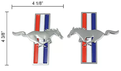 New! 2005 - 2014 Ford MUSTANG Running Horse Chrome Fender Tri Bar Emblems Pair  • $29.90