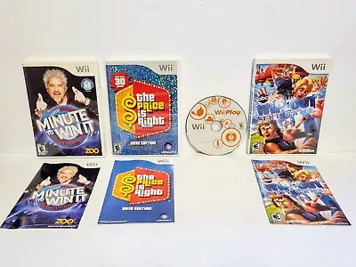 Lot 4 Nintendo Wii Games MINUTE TO WIN IT / PRICE IS RIGHT / WII PLAY / WIPEOUT • $12.75