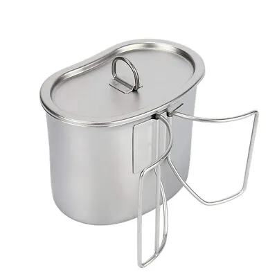 US Military Double Ear Wire Handle Canteen Cup Stainless Steel Hiking Bowl Cups • $19.90