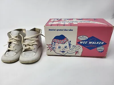 Vintage 1950's Pair Of White Shoes Child Baby Wee Walker With Original Box • $19.95