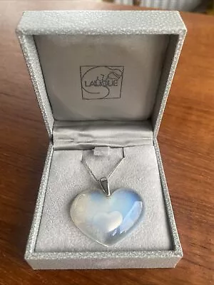 Lalique Large Opalescent Pendant - Heart-within-a-Heart In Original Box • £150