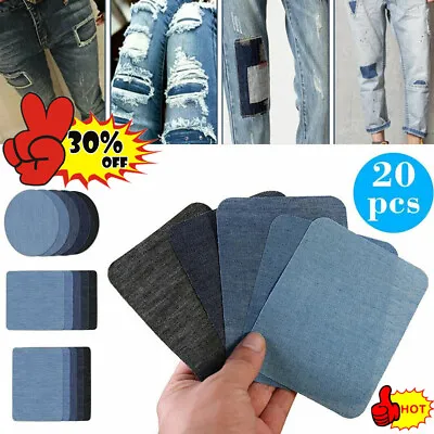 20pcs 5 Colors DIY Iron On Denim Fabric Patches For Clothing Repair Jeans Best • $3.25