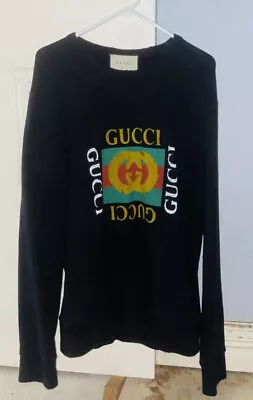 Genuine Gucci Oversize XL Sweatshirt With Gucci Logo Black Cotton • $450.38