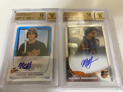 2) 2011 Bowman 2013 Topps Chrome Manny Machado BGS 10 Auto 10 PRISTINE  Rookie • $3499.99