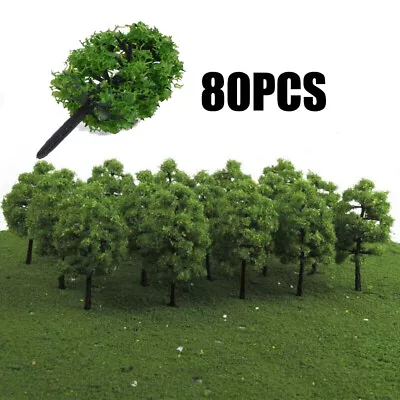 80Pc HO OO Scale Model Trees Train Railroad Layout Diorama Wargame Scenery 3.5cm • $14.99