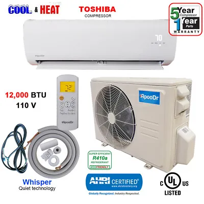 12000 BTU Ductless Air Conditioner Heat Pump Mini Split 110V 1 Ton W/Kit 16ft • $522