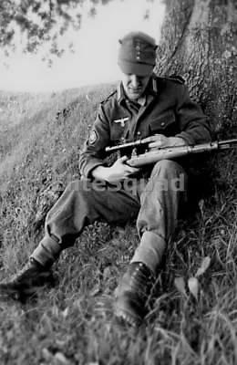 $1.99 • Buy WW2 Photo Picture German Soldier Wehrmacht Sniper And His Scoped Mauser 98k 357