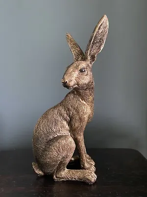 Bronze Sitting Hare Ornament - Home Decor Figurine Statue Decoration Figure • £16.95