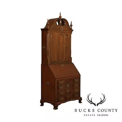 Maddox Chippendale Style Cherry Clock Front Secretary Desk • $2395