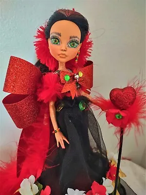 Christmas Beauty OOAK Monster High Doll Custom Repainted Art Red Bow Cleo Staff • $42