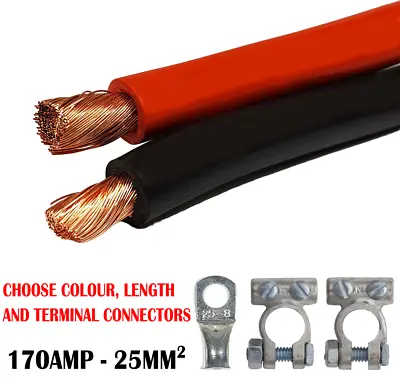170Amp Battery Cable 25mm Earth Live Starter Welding PVC Hi-Flex Red Black Cable • £23.50