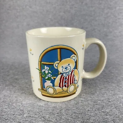 Vintage Otagiri Japan Teddy Bear Brown Tan Striped Shirt Pottery Coffee Mug • $6