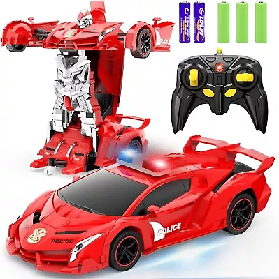 2.4Ghz 1:18 Transforming Police Car Kids Toys Transform RC Car 360° Drifting • $21.99