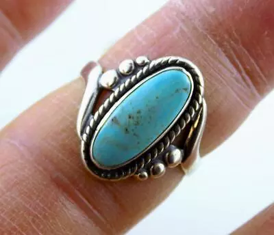 Vintage Bell Trading Post Sterling Silver Ring W Dry Creek Turquoise Sz 9 • $34.99