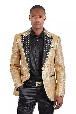 Barabas Men's Shiny Crystals Beads Rhinestone Peak Lapel Blazer 2EBL11 • $524