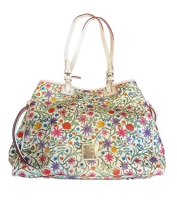 NWOT Dooney & Bourke White Rainbow Botanical Floral Leather Tote 15  X 11  X 5  • $170