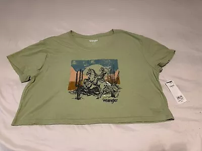 Wrangler Green Rodeo Graphic Crop Tee Women’s Size Large NWT • $22.25