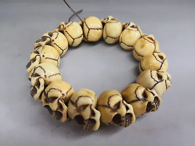 Tibet HANDMADE Natural Yak Horn Carve Into A Skeleton Bead Hand String Bracelet  • $69.99
